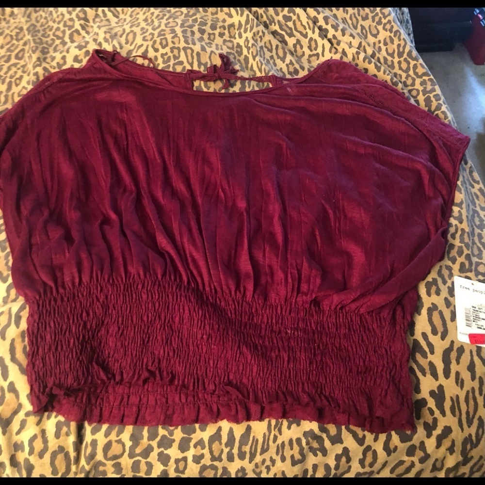 Free People size medium dark pink top with open back runs large NWT - Picture 7 of 12